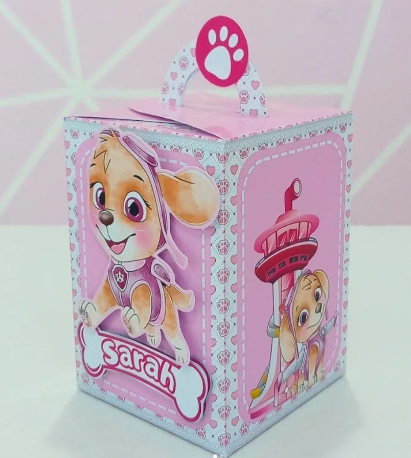 Caixa com alça tema Patrulha Canina, feita pela Dream Craft
