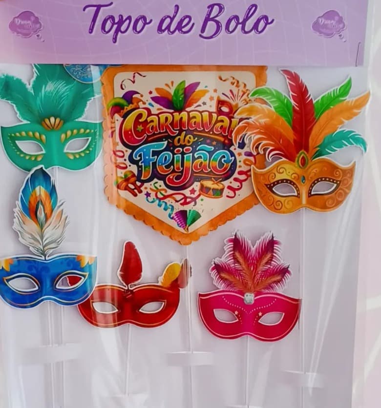 Topo de bolo tema Carnaval, feito pela Dream Craft