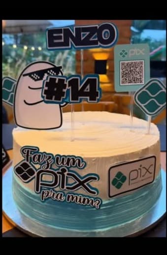 Topo de bolo tema Pix, feito pela Dream Craft