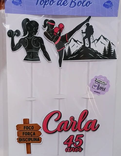 Topo de bolo tema fitness, feito pela Dream Craft
